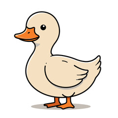 Cute baby duck waving cartoon illustration isolated on white background