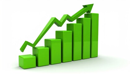 Green bar graph rising