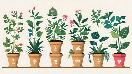 Vibrant Potted Plants  Houseplants  Flowers  Green Foliage