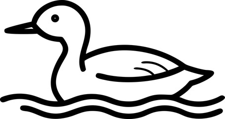 duck wild swimming hand drawn line art sketch illustration on withe background