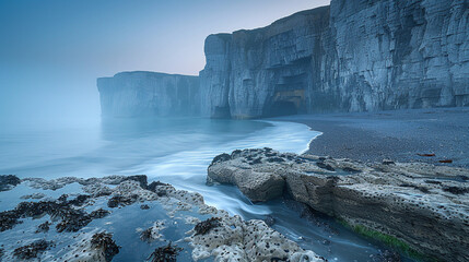 Serenity at Dusk: Enchanting Beach with Singular Rock Formations