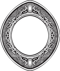 vintage round frame with floral ornament