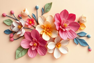 Vibrant Floral Arrangement: Artistic Display of Paper Flowers