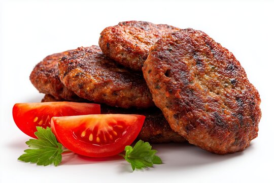 Delicious chapli kebab patties garnished with fresh tomato slices, showcasing rich spices and flavors, perfect for cuisine enthusiasts who enjoy grilled delicacies