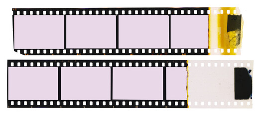 vintage 35 mm  format camera film strip,empty frames for pictures,flat lay. Comeback of analog film photography concept, isolated on white.free copy space