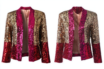 Sequin jacket shimmers with party ready confidence