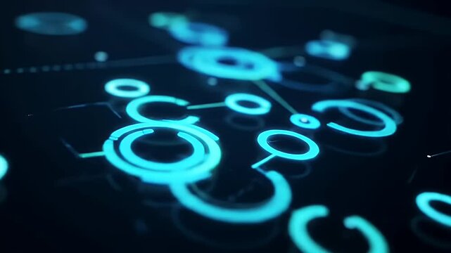 Abstract network of glowing circles