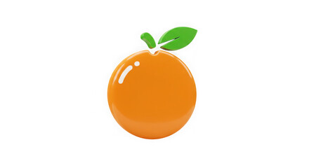 3D Render of a Shiny Orange Fruit with Leaves