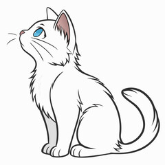 Obraz premium Cute domestic kitten vector cartoon illustration sketch