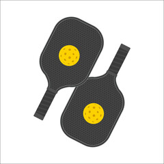 Pickleball rackets and ball, vector illustration