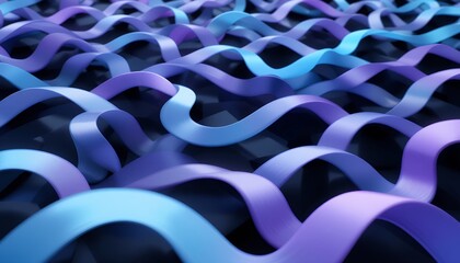Obraz premium Abstract 3d rendering of intertwining wavy lines creating a futuristic wave pattern