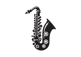 Naklejka premium A Saxophone Icon black color Silhouette Vector