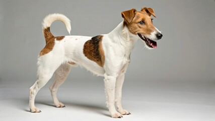 Fox Terrier on studio background