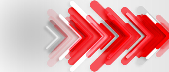Abstract red arrow lines on white background