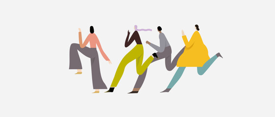 Vector illustration with running people. Use in Web Project and Applications.
