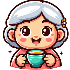 Senior woman enjoying tea and smiling