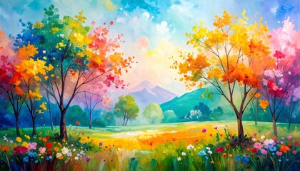 abstract art nature background; color painting on paper