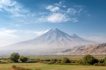 Fototapeta premium breathtaking view of mount ararat under clear ultrabright sky