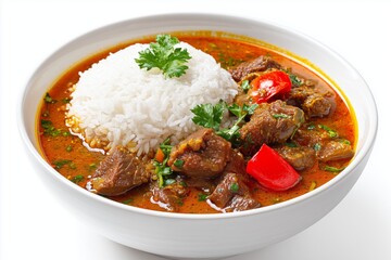 Shatkora beef curry served with rice showcases a delicious blend of tangy flavor and spice
