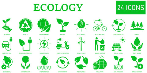 Set of ecology Icons or symbols Vector fully editable file.