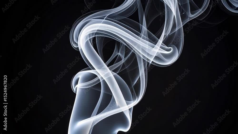 Aufkleber wispy white smoke trails rising gracefully against a stark black backdrop, creating elegant shapes a