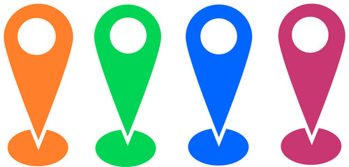 Colorful location pins vector on white background.