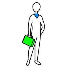 Silhouette of Business Person Carrying Briefcase on Blue Abstract Background – Professional Corporate Icon, Career Concept, Business Symbol, Minimalist Desig

