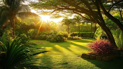 sunset in the garden
