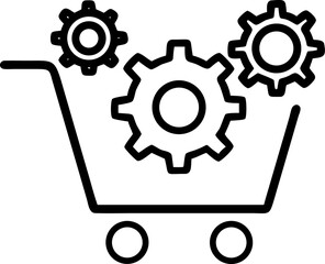 Silhouette of a wholesale cart in yellow and orange on white background – vector illustration of commercial shopping trolley, logistics icon, delivery concept, warehouse symbol, minimal design
