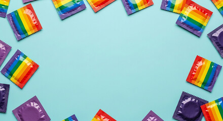 Rainbow Color Condoms Pride Concept and Love Expression