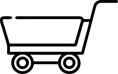 Silhouette of a wholesale cart in yellow and orange on white background – vector illustration of commercial shopping trolley, logistics icon, delivery concept, warehouse symbol, minimal design
