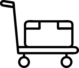 Silhouette of a wholesale cart in yellow and orange on white background – vector illustration of commercial shopping trolley, logistics icon, delivery concept, warehouse symbol, minimal design
