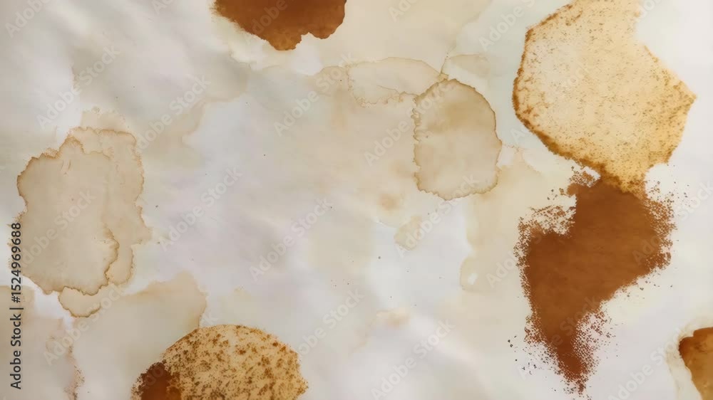 Poster sheet of textured parchment paper displaying various coffee stains and subtle paper fibers pattern