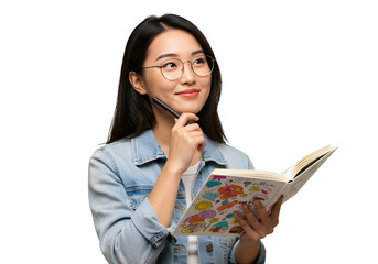 Young Asian Woman Sketching Colorful Doodles Dreamy