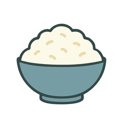 A flat illustration of a bowl filled with white rice.