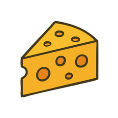 A flat digital illustration of a wedge of yellow cheese.