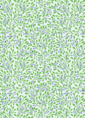 Seamless floral pattern with one line flowers. Vector hand drawn illustration.