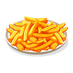 French fries on a plate without background