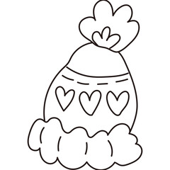 낙서, 털모자, 모자, 하트, 겨울, 따뜻한, 단순한, 심플한, 그림, 색칠페이지, 색칠공부, 검정, 검은선, 아웃라인, 일러스트, 클립아트, 카툰

