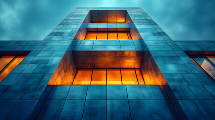 Obraz premium Interior architecture features a modern glass stairway to the sky, its empty steps and design bathed in light within a building's grand hall
