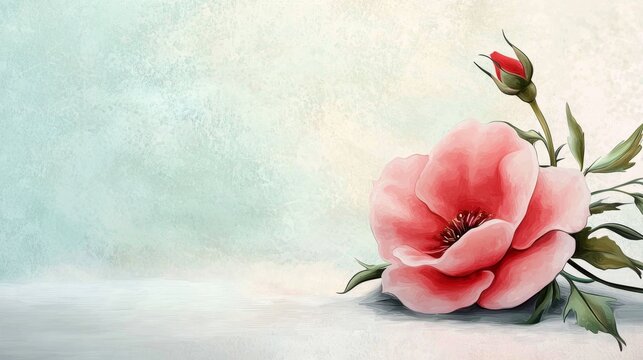 Digital illustration of a flower-themed card for expressing condolences.