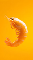 Delicious shrimp cooking event coastal kitchen food photography bright yellow background close-up shot culinary delight