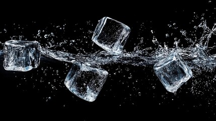 Abstract Photography of Ice Cubes and Water 