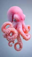 Octopus floating playfully underwater realm digital art bright colors close-up marine life exploration