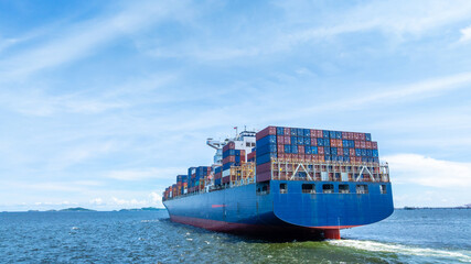 Aerial view cargo container ship global business maritime logistic, Cargo container ship freight...