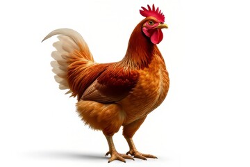 Fototapeta premium Stunning Brown Rooster Isolated on White Background
