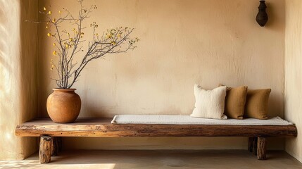 Rustic Wooden Bench as a Focal Point