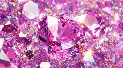Captivating panorama of faceted gem crystal refractions.