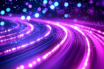 High-Speed Neon Wave Lines and Bokeh Effects