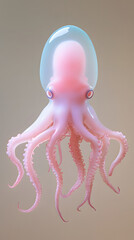 Underwater exploration pink octopus ocean depths digital art aquatic environment close-up view marine life concept